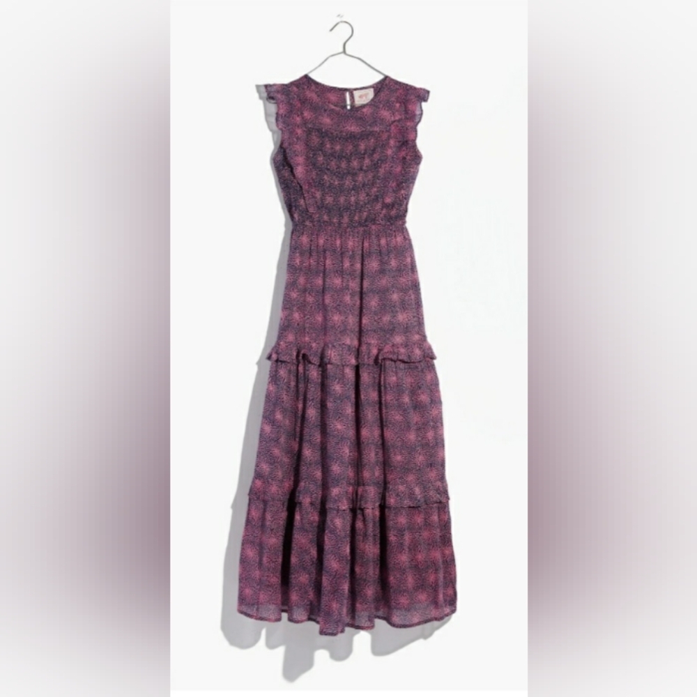 Banjanan Iris Smocked Midi Dress Petal Power Medium